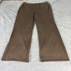 Easywear by Chico's Brown Wide Leg Elastic Waist Pull On Pants Size 3 Short